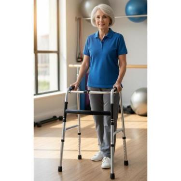 Imagem de 2x Andador Dobrável Inox P/ Idosos - Segurança e Mobilidade - Congratu