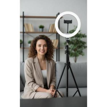 Imagem de 2x Ring Light LED 26cm C/ Tripé 2,10m, 3 Cores Luz Profissio - Congrat