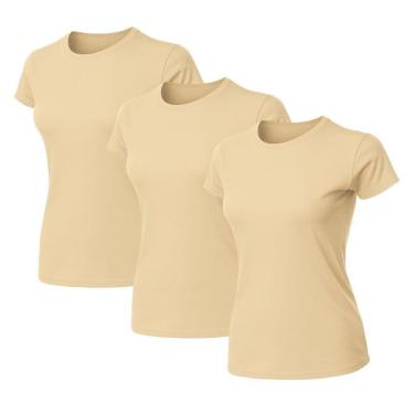 Imagem de Kit 3 Blusas Feminina Camiseta Lisa Básica Algodão Baby Look-Feminino