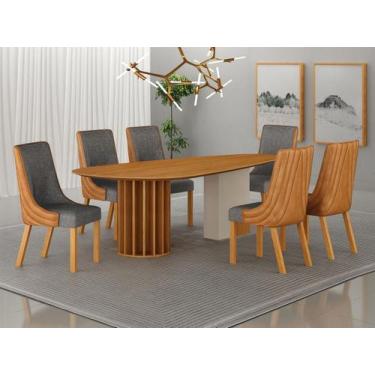 Imagem de Conjunto jantar 6 cadeiras maciça 2x1 Pilar C - Arbo Design