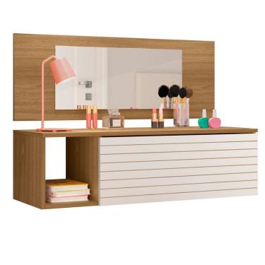 Imagem de Penteadeira Suspensa Maquiagem Com Espelho Moderna Mdp-mdf Nature Off White