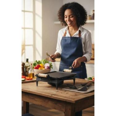 Imagem de Chapa Rechaud Ferro Fundido 38cm P/ Churrasco e Lanches - Congratulati