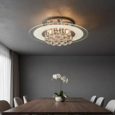 Imagem de Plafon Cronos Led Sobrepor Redondo Cristal Legítimo Luxo Sala Quarto C