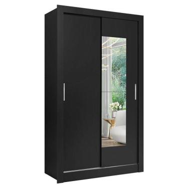 Imagem de Guarda Roupa Solteiro City Glass 2 Portas Preto Acetinado - THB