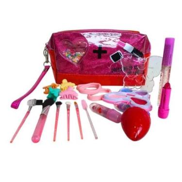 Imagem de Kit 13 Peças Maquiagem Infantil Menina Completo Necessaire com Pincéis