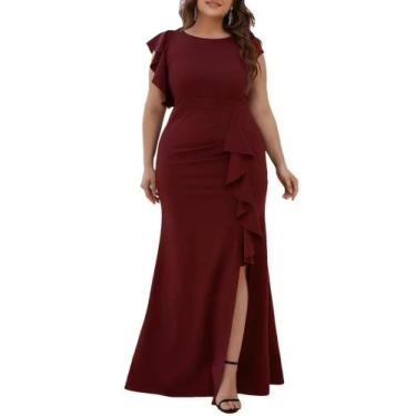Imagem de Vestido Longo Com Fenda Cor Vermelho Tamanho P - Le Bela, P