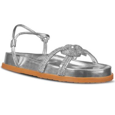 Imagem de Papete Flatforn  Sandalia Feminina com Brilho A9.11 - Addan, Prata, 35