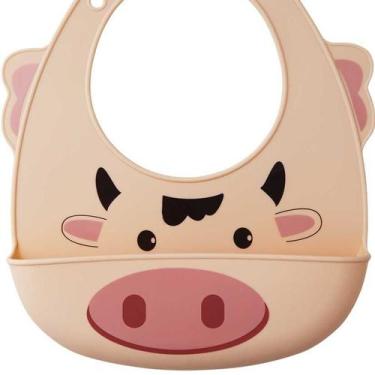 Imagem de Babador Silicone Com Bolso Porta Migalhas Impermeável Neopan, Rosa Vaq
