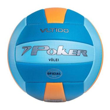 Imagem de Bola de Volei Poker Training VLT 100 Costurada, Azul, Laranja, Único