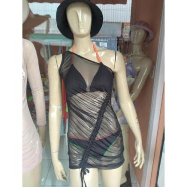 Imagem de Saída tule preta um ombro só - Karina moda praia 