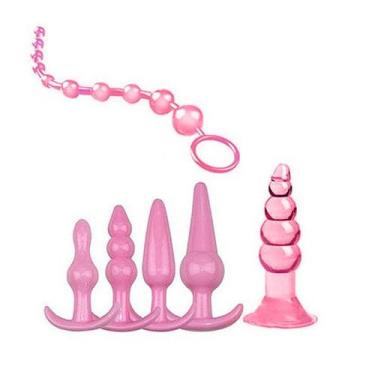 Imagem de Kit com 6 plugs anais de silicone - variedade de tamanhos - no-brand, 