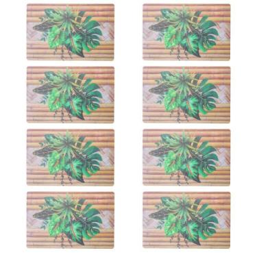 Imagem de Jogo Americano Com 8 Peças 43x28cm PVC Modelo Tropical - Saldão - Mult
