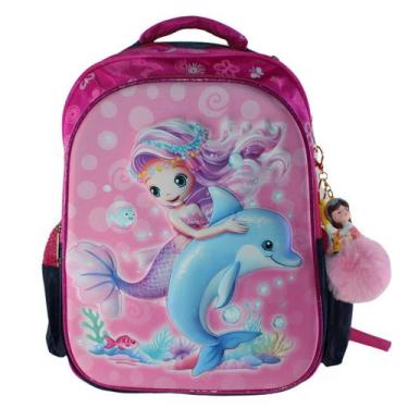 Imagem de Mochila Escolar Infantil 3D Alto Relevo Personagem:Sereia - Elite