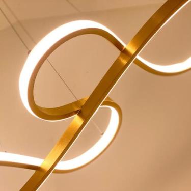Imagem de Lustre Pendente Led Infinito Dourado Gold Moderno 40w - LUXOR STORE