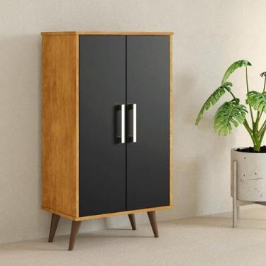 Imagem de Armário Multiuso 2 Portas Lincon Yescasa Marrom/Nature/Preto