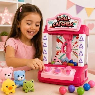 Imagem de Máquina de Pegar Brinquedos Infantil com Luz, Música e Som - Rosa - XD
