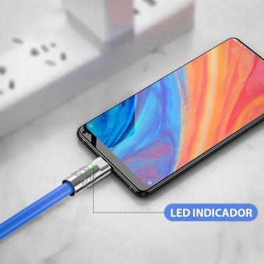 Imagem de Cabo Carregador USB Lightning Turbo 5A Rápido com Chip Inteligente Alumínio Azul 1METRO