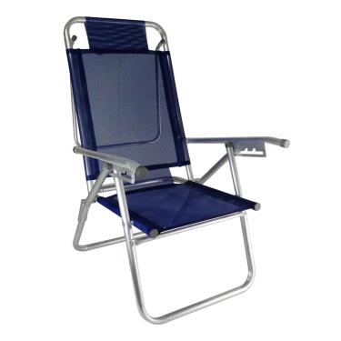 Imagem de Cadeira de Praia Alumínio Reforçada 5 Posições Infinita up Marinho Zaka 120 kg