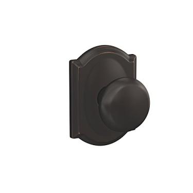 Imagem de Schlage Maçaneta Plymouth personalizada FC21 PLY 716 CAM com acabamento Camelot Hall-Closet e trava de banheiro para cama, bronze envelhecido