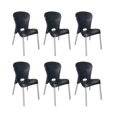 Imagem de Conjunto com 6 Cadeiras de Plástico Montes Claros Preto