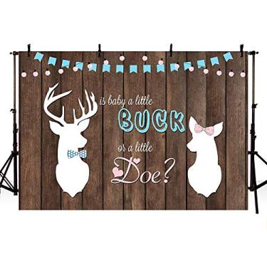 Imagem de Mehofoto – Revele o Gênero de Buck ou Doe (1,83 m x 1,52 m), Revele o Fundo de Fotografia para Chá de Bebês, Adereços Rústicos de Madeira para Meninos ou Meninas, Cenários de Decoração de Festas, Bandeja para Sobremesa