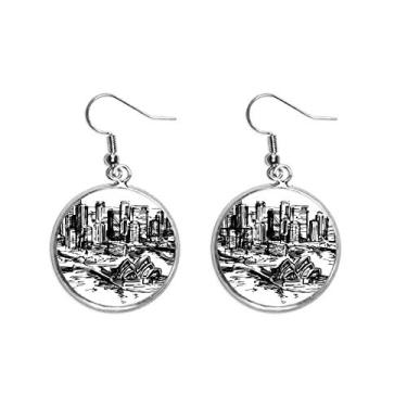 Imagem de Brinco de prata com desenho de ópera de Sydney da Austrália, joia feminina