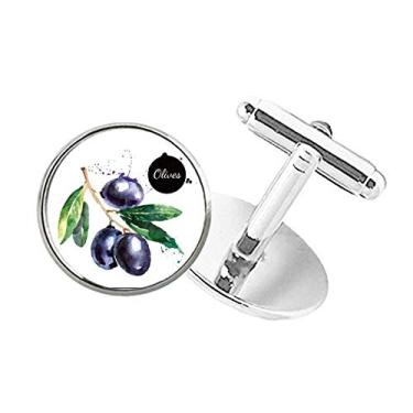 Imagem de DIYthinker Abotoaduras Olives Fruit Tasty Healthy Watercolor com botão redondo