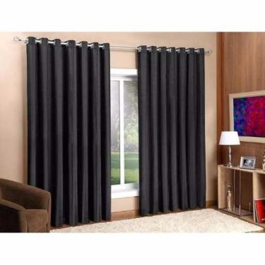 Imagem de Cortina Blackout de Sala e Quarto Em Tecido 4,00 x 2,50 | Admirare - Preta