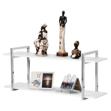 Imagem de Nicho Sala e Quarto Cromado Com Prateleiras Branco 120cm