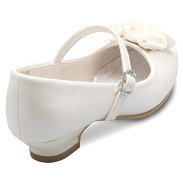 Imagem de Sapato Mary Jane DressForLess com lindo couro enrolado de cetim, Ivory Pu*, 9 Toddler