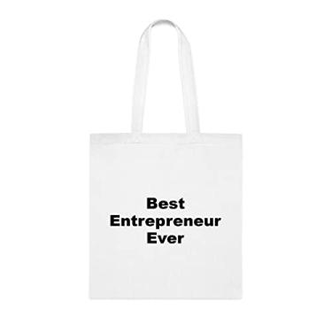 Imagem de Sacola Empreendedor, Bolsa Best Entrepreneur Ever (Best Entrepreneur), Presente para Empreendedor, Bolsa de Ombro Empreendedor, Bolsas Reutilizáveis Empreendedor, Ideia de Presente Cesta de Natal de Aniversário, Branco
