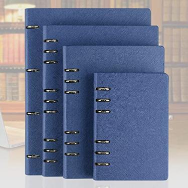 Imagem de Caderno de couro falso A4 A6 B5 A5 Espiral Planner Notebook Capa Dura Escritório Business Notepad Planner Pasta, Azul, Tamanho A6 183x126mm