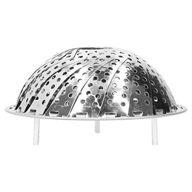 Imagem de Cesta de vapor dobrável, placa de vapor retrátil de aço inoxidável Bandeja de frutas e legumes, expansível para caber em potes de vários tamanhos (5,9" a 10,2")