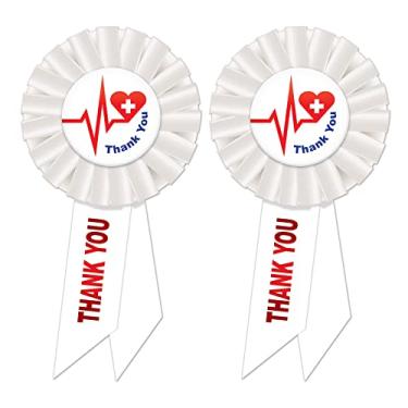 Imagem de Beistle 2 peças Thank You To All Our Health Care Workers Medical Staff Appreciation Front Responders Rosette Fitas para 4 de julho, decorações patrióticas e artigos de festa