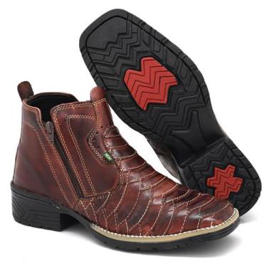 Imagem de Bota Botina Texana Escamada Bico Quadrado Ziper Lateral - Robust Shoes