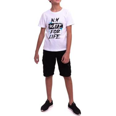 Imagem de Camiseta Juvenil Skate For Life Menino Branco - Mis Premium