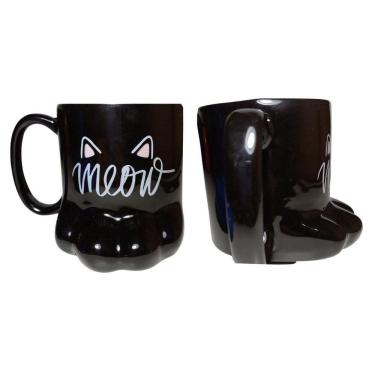 Imagem de Caneca Pata De Gato Meow Preta Gatinho
