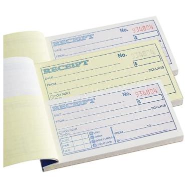 Imagem de 1 recibo de dinheiro e aluguel da IntheOffice, 6 x 14 cm, 2 peças, sem carbono, branco/canário, 50 conjuntos por livro (3 livros)