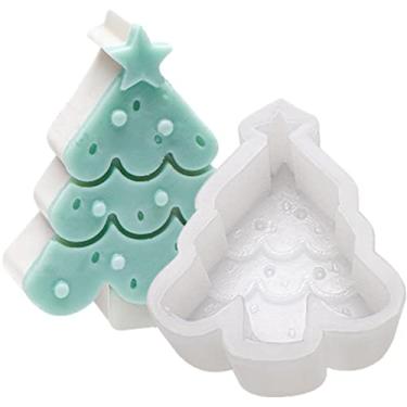 Imagem de vela natal, silicone alce árvore natal 3D, silicone decoração natal para fabricação velas, resina sabonete artesanal faça você mesmo para decoração casa