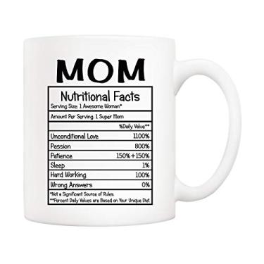 Imagem de Caneca de café para Dia das Mães 5Aup Mãe Nutricionais Fatos, Novo Presente Divertido da Filha Filho Marido para Aniversário, 295 ml Copos de Cerâmica