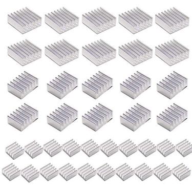 Imagem de Kit de dissipador de calor Raspberry Pi 4 com fita adesiva de condução térmica, refrigerador de dissipador de calor de alumínio e dissipador de calor de cobre para Raspberry Pi B B + 2/3/4