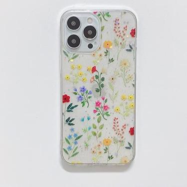 Imagem de Capa com glitter de flores fofas para iphone 13 12 11 14 pro max mini xr xs x 10 8 7 plus se 2020 capa macia de silicone epóxi transparente, t1, para iphone 12 pro