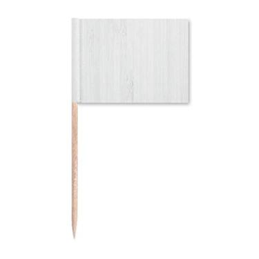 Imagem de Bandeiras de palito de dente de fundo com padrão de veias de madeira brancas, marcadores para decoração de festa