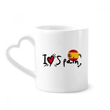 Imagem de I Love Spain Word Flag Love Heart Illustration Mug Coffee Ceramic Drinkware Glass Heart Cup