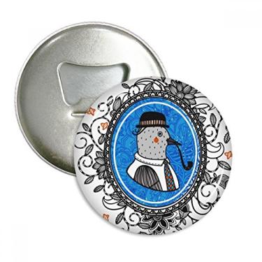 Imagem de Chapéu de pombo flor folha ilustração de desenho animado abridor de garrafas ímã de geladeira emblema multifuncional