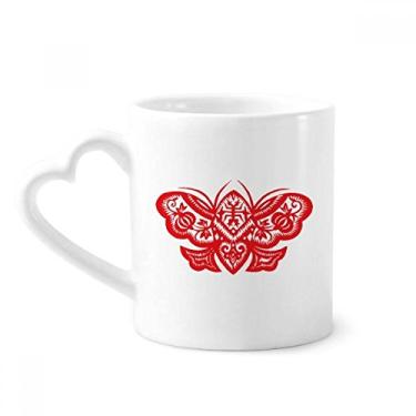 Imagem de Caneca de corte de papel chinês tradicional vermelho café cerâmica copo de coração de vidro