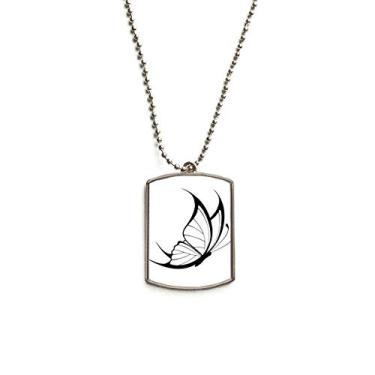 Imagem de Colar simples vintage voando borboleta preta corrente de aço inoxidável com pingente de identificação de cachorro para animais de estimação
