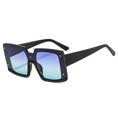 Imagem de Óculos de sol vintage preto branco squre para mulheres moda de tamanho grande com armação dupla cor óculos de sol feminino uma peça óculos, 1, tamanho único