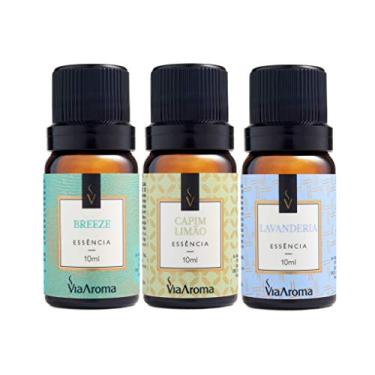 Imagem de Kit 3 Essências Via Aroma 10ml (Breeze, Capim Limão e Lavanderia)