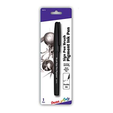 Imagem de Pentel Pincel para caneta Arts Sign, tinta de pigmento preto, 1 pacote (SESP15BPA)